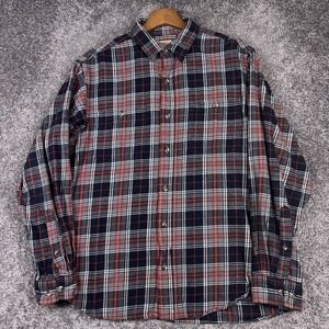 Red‎ Head Button Flannel Shirt Men's Large Plaid Country Western Outdoor Hiking